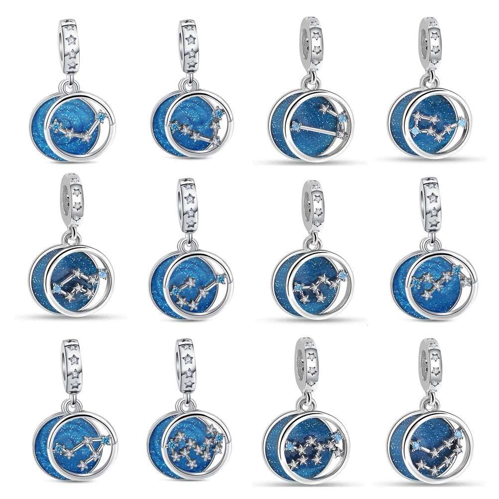 Pangama Jewelry Blue Galaxy Astrology Signs Zodiac Constellation Charms