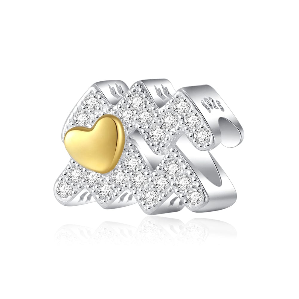 Pangama Jewelry Gold Heart & Pavé Crystals Astrology Signs Zodiac Constellation Charms