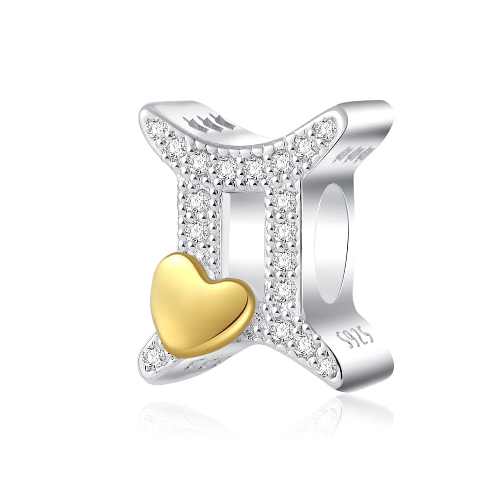 Pangama Jewelry Gold Heart & Pavé Crystals Astrology Signs Zodiac Constellation Charms