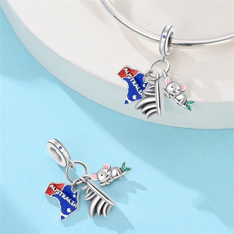 Pangama Jewelry Australia Map, Koala & Sydney Opera House Dangle Charm
