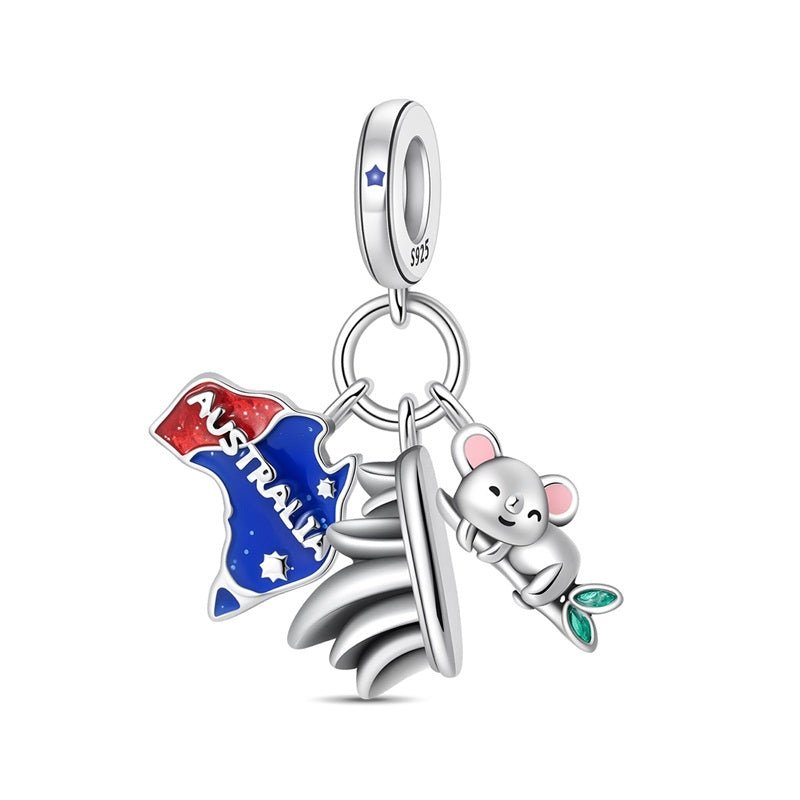 Pangama Jewelry Australia Map, Koala & Sydney Opera House Dangle Charm