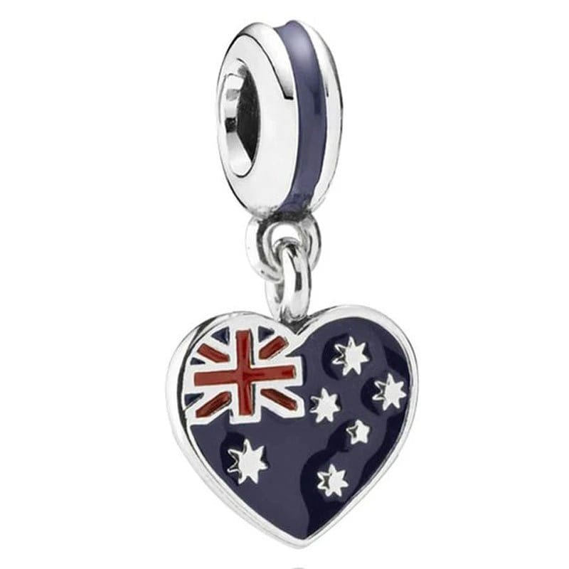 Pangama Jewelry Australian Heart Flag Dangle Charm
