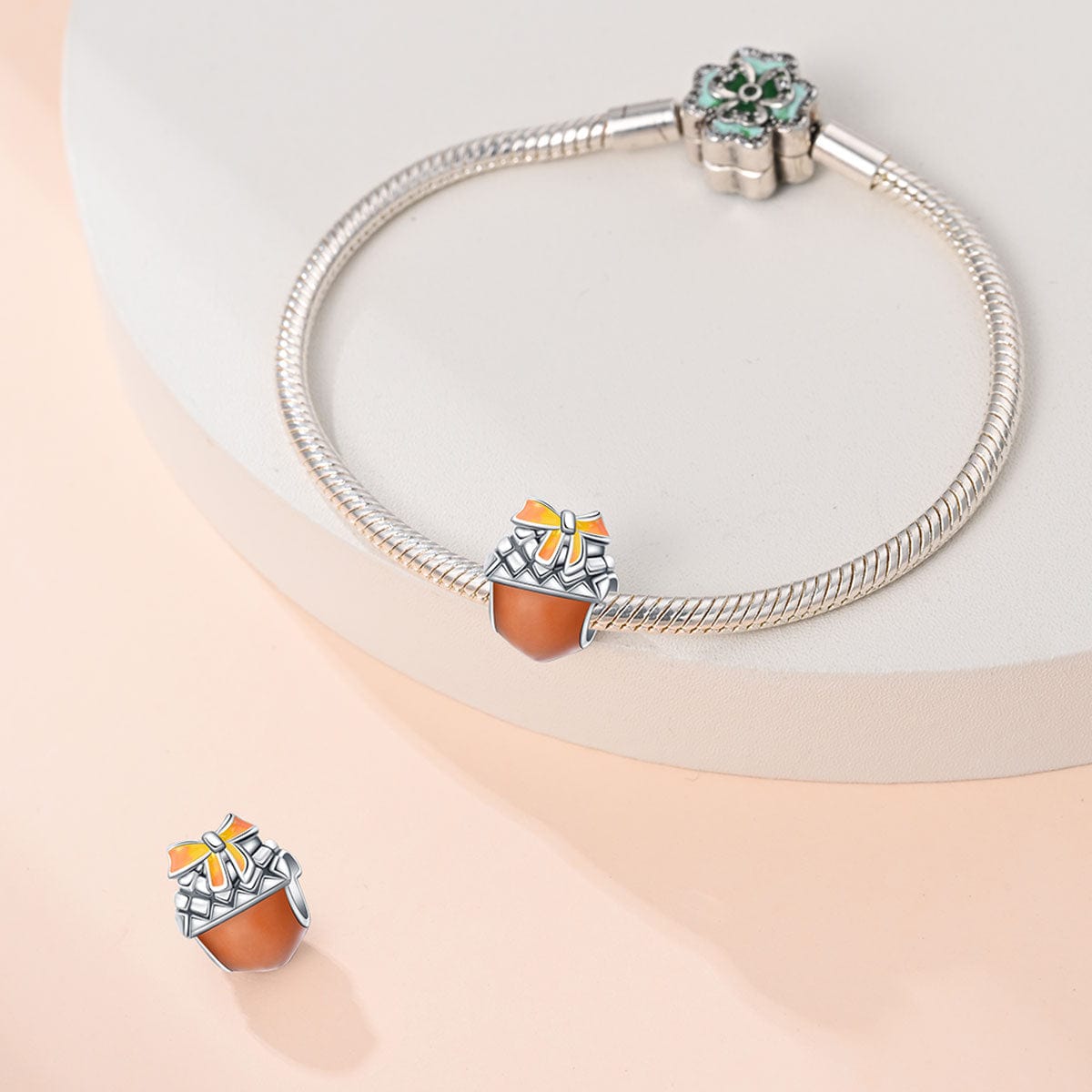 Pangama Jewelry Autumn Acorn Charm with Enamel Bow