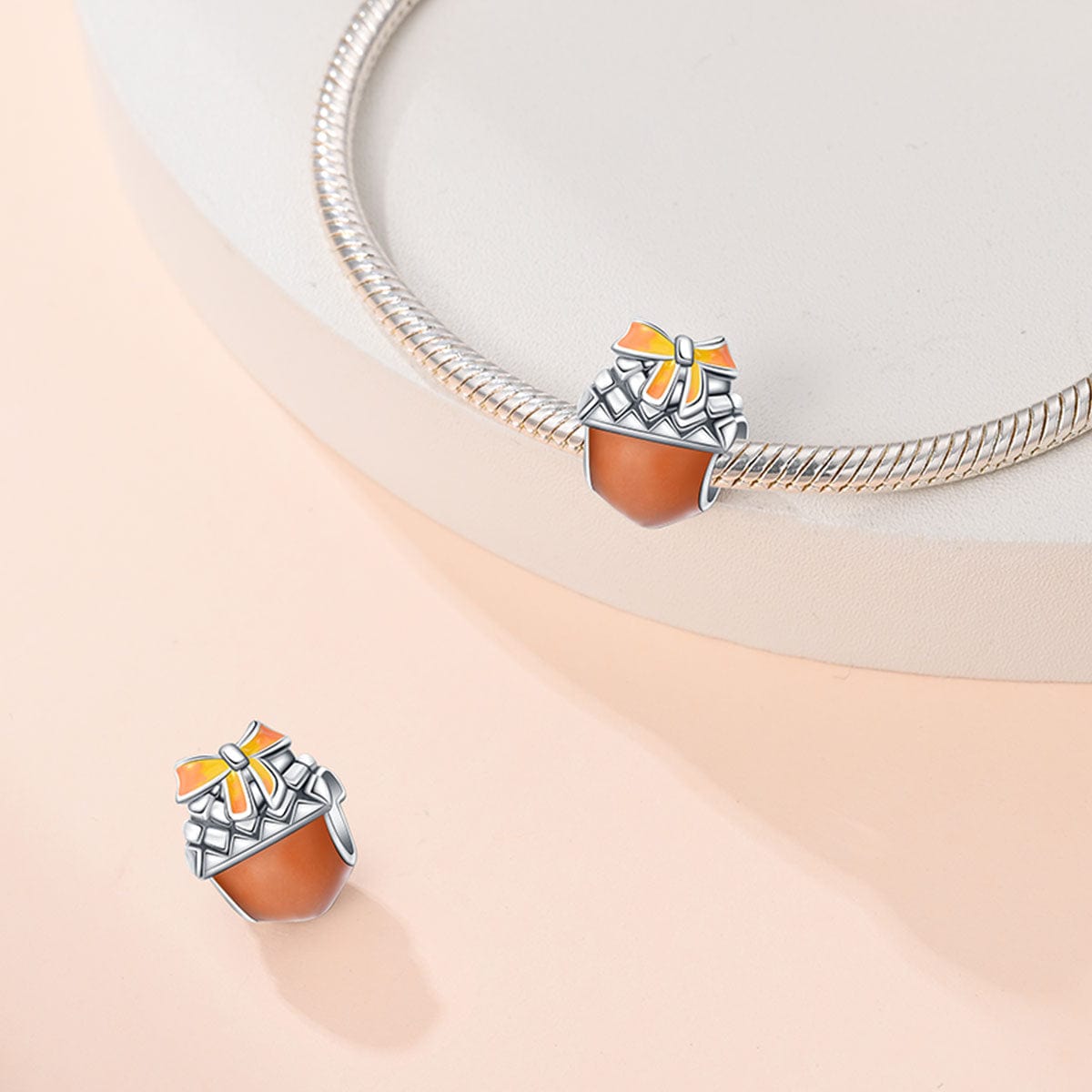 Pangama Jewelry Autumn Acorn Charm with Enamel Bow