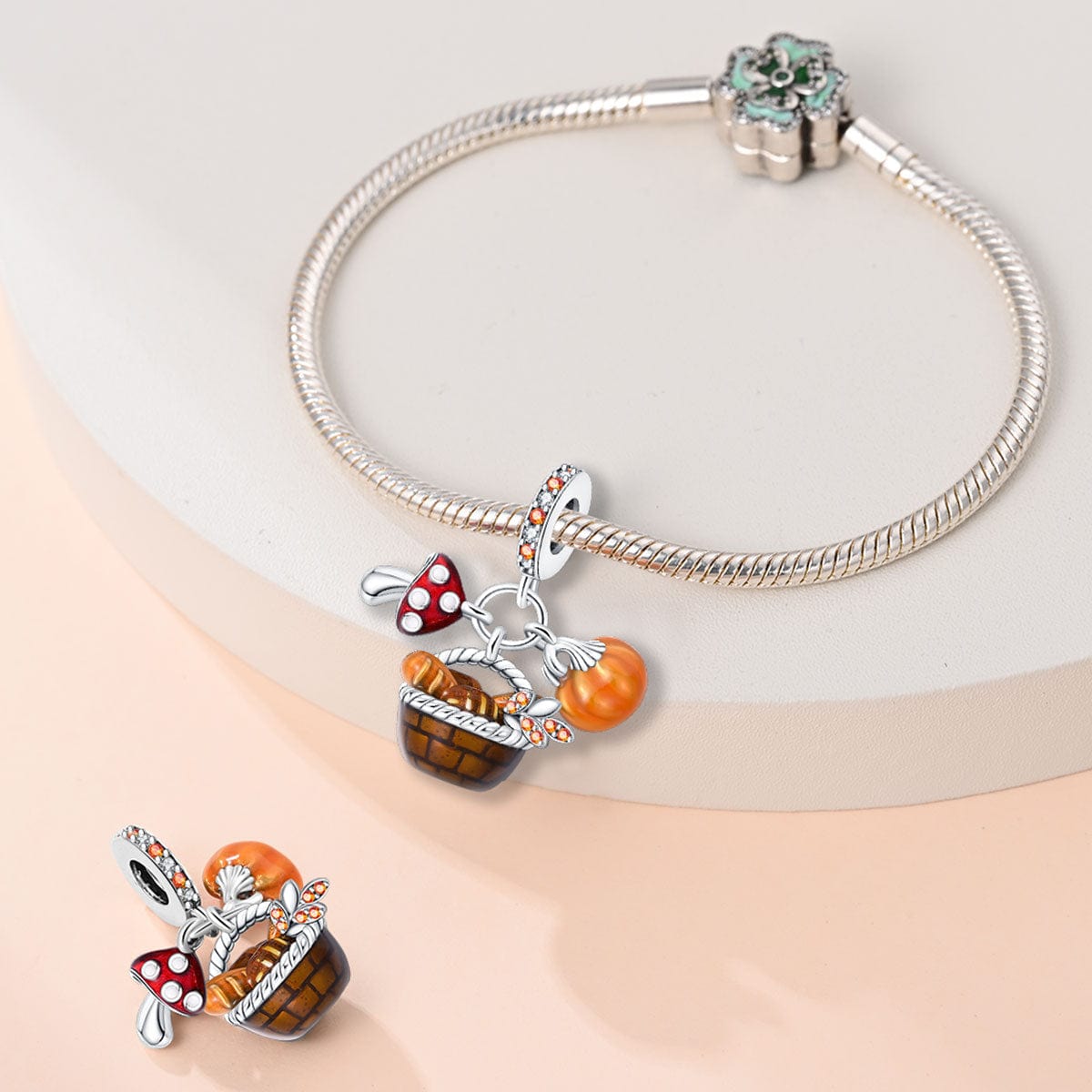 Pangama Jewelry Autumn Basket Mushroom, Bread & Pumpkin Charm