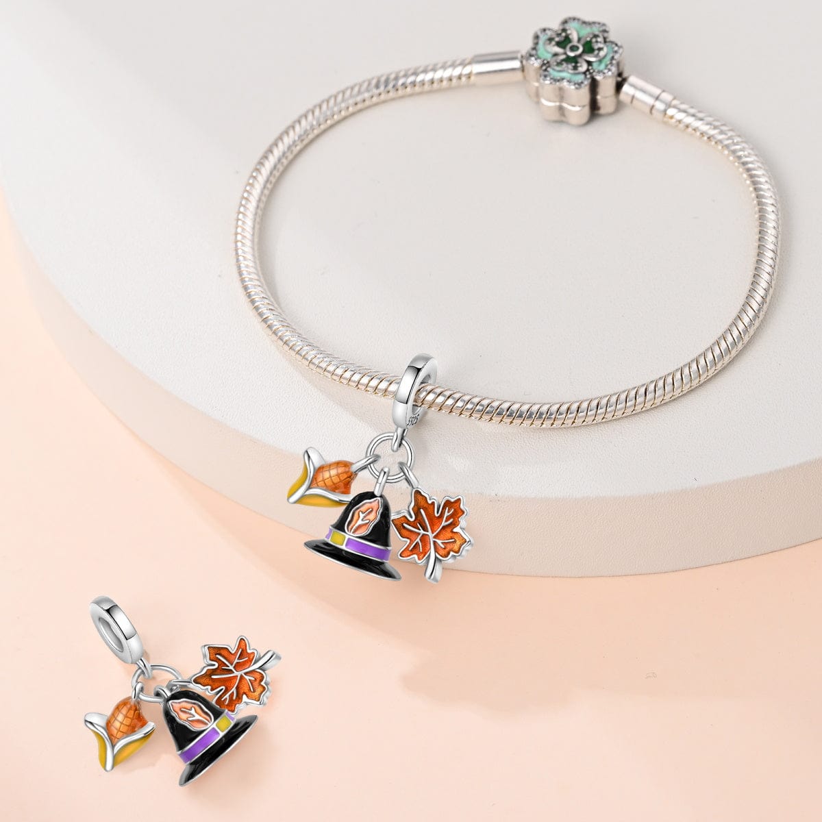 Pangama Jewelry Autumn Blessings Hat, Corn, and Maple Leaf Charm