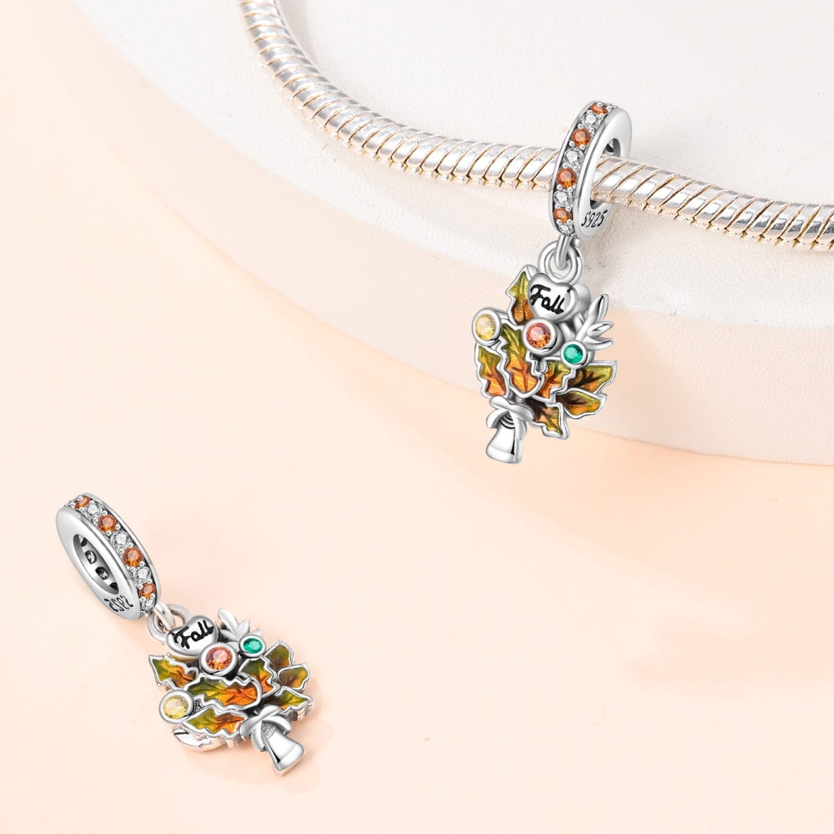 Pangama Jewelry Autumn Fall Maple Leaf Dangle Charm