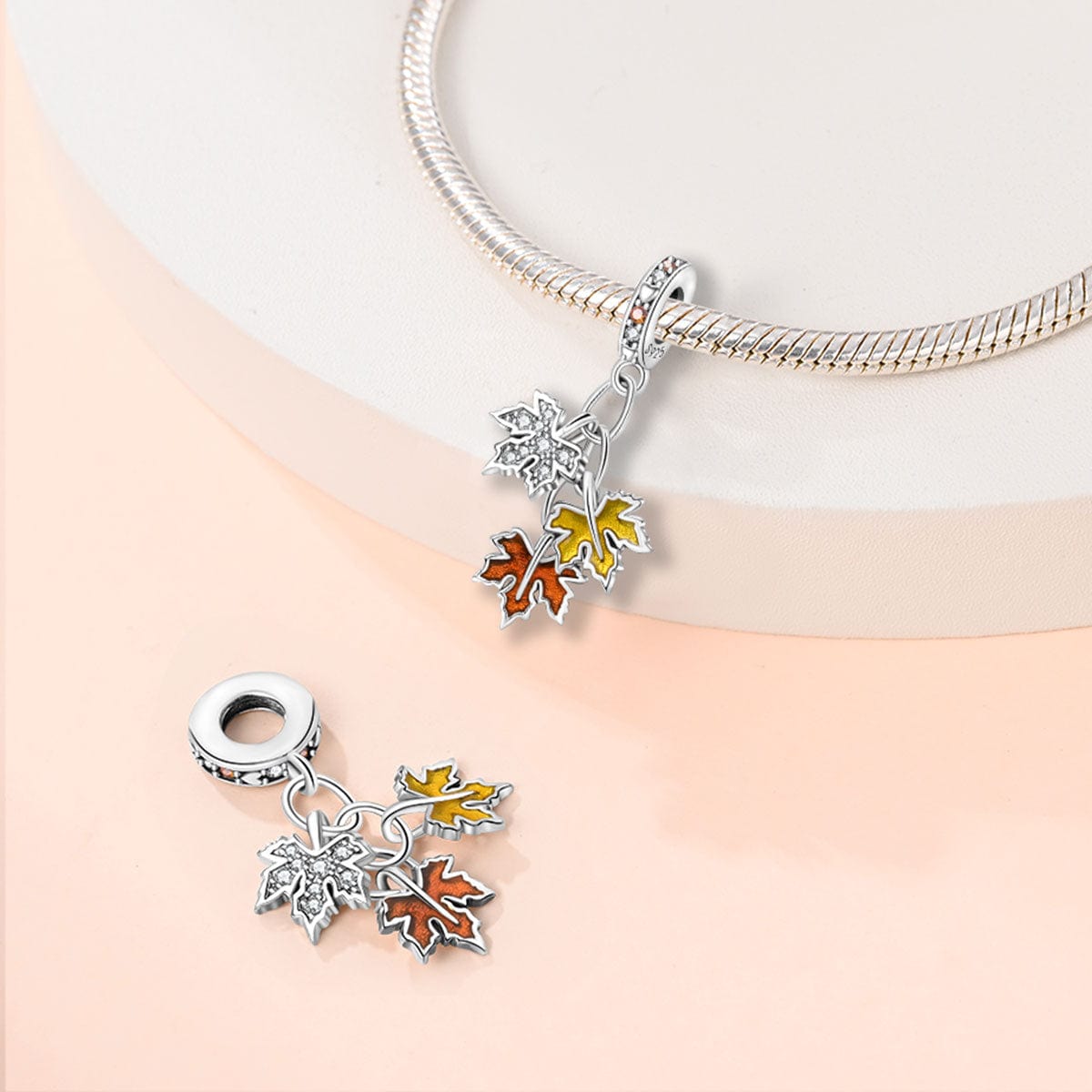 Pangama Jewelry Autumn Maple Leaves Dangle Charm