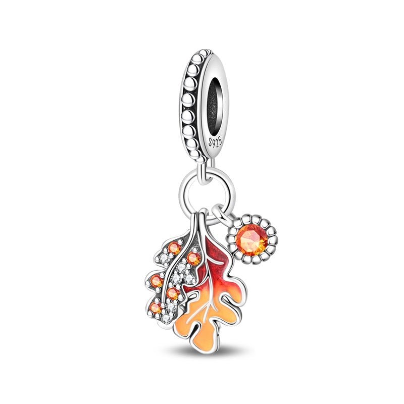 Pangama Jewelry Autumn Maple & Oak Leaves Dangle Charm