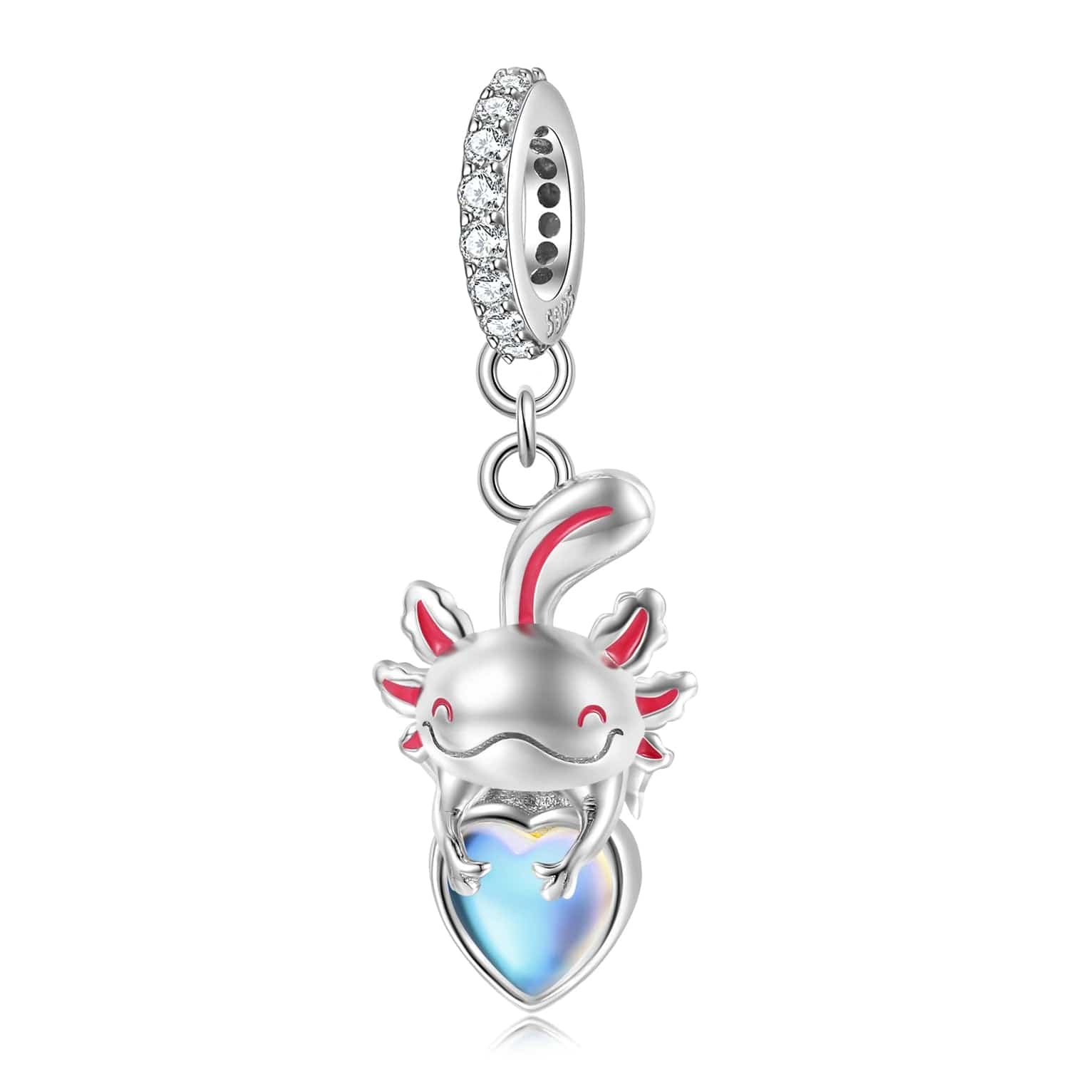 Pangama Jewelry Axolotl Holding a Shimmering Heart Charm