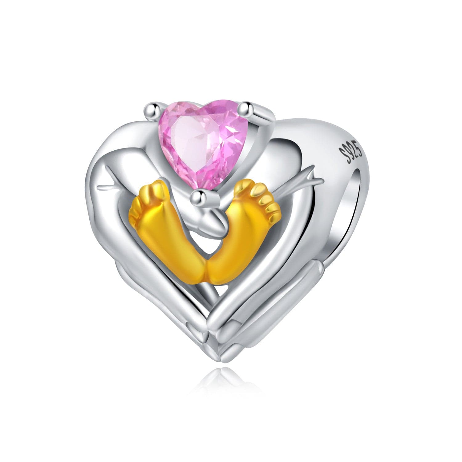 Pangama Jewelry Baby Love Heart with Golden Feet Charm