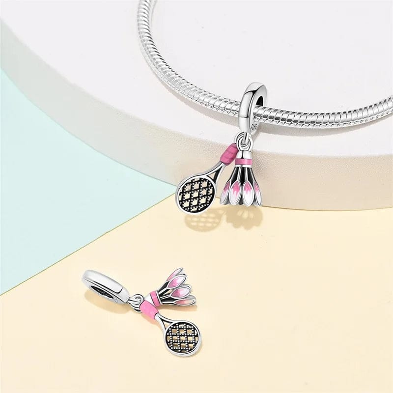 Pangama Jewelry Badminton Racket & Birdie Dangle Charm
