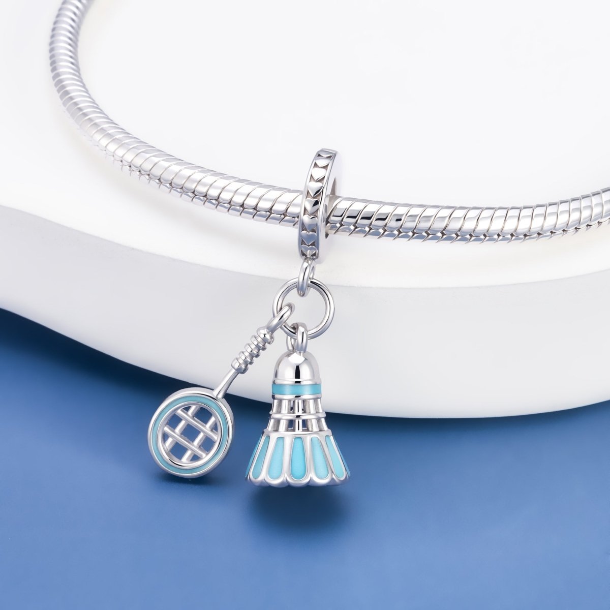 Pangama Jewelry Badminton Racket & Shuttlecock Dangle Charm