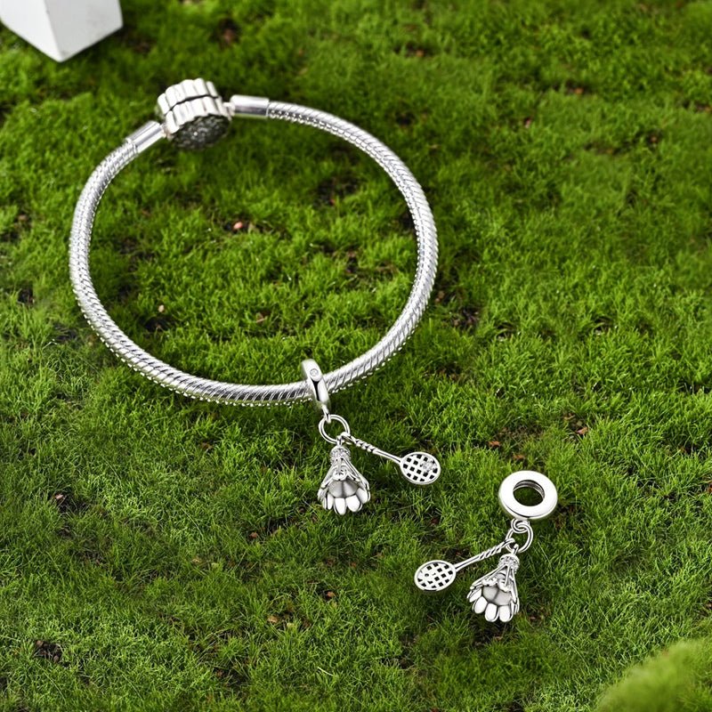 Pangama Jewelry Badminton Shuttlecock & Racket Dangle Charm