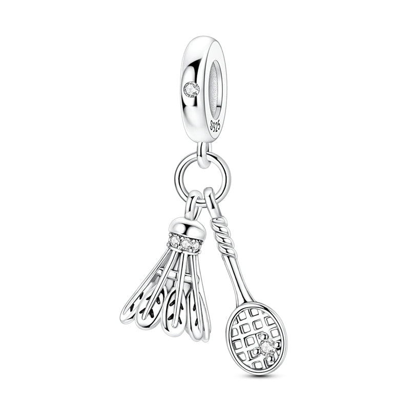 Pangama Jewelry Badminton Shuttlecock & Racket Dangle Charm