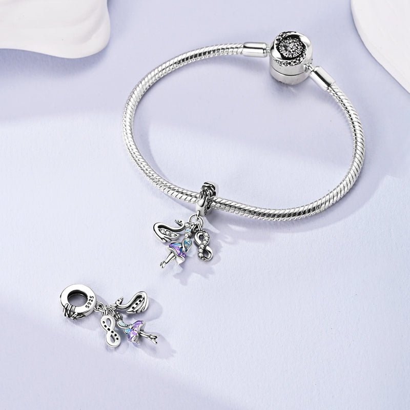 Pangama Jewelry Ballerina, Swan & Infinity Triple Dangle Charm