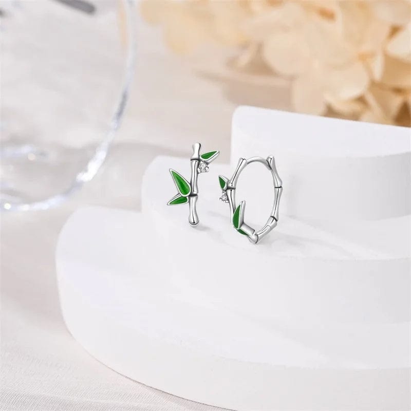 Pangama Jewelry Bamboo Leaf Hoop Earrings