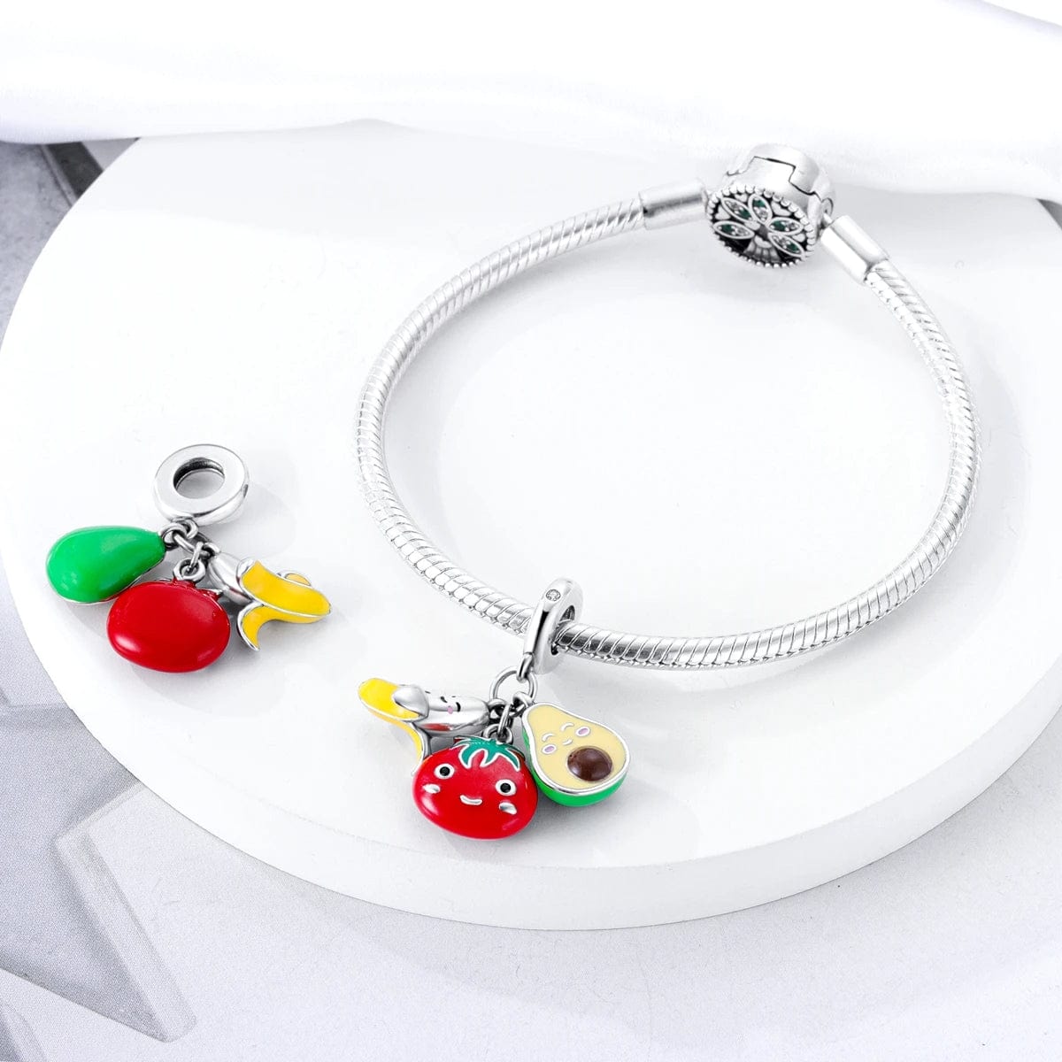 Pangama Jewelry Banana Strawberry and Avocado Triple Dangle Charm