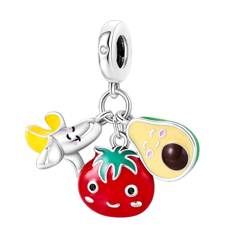 Pangama Jewelry Banana Strawberry and Avocado Triple Dangle Charm