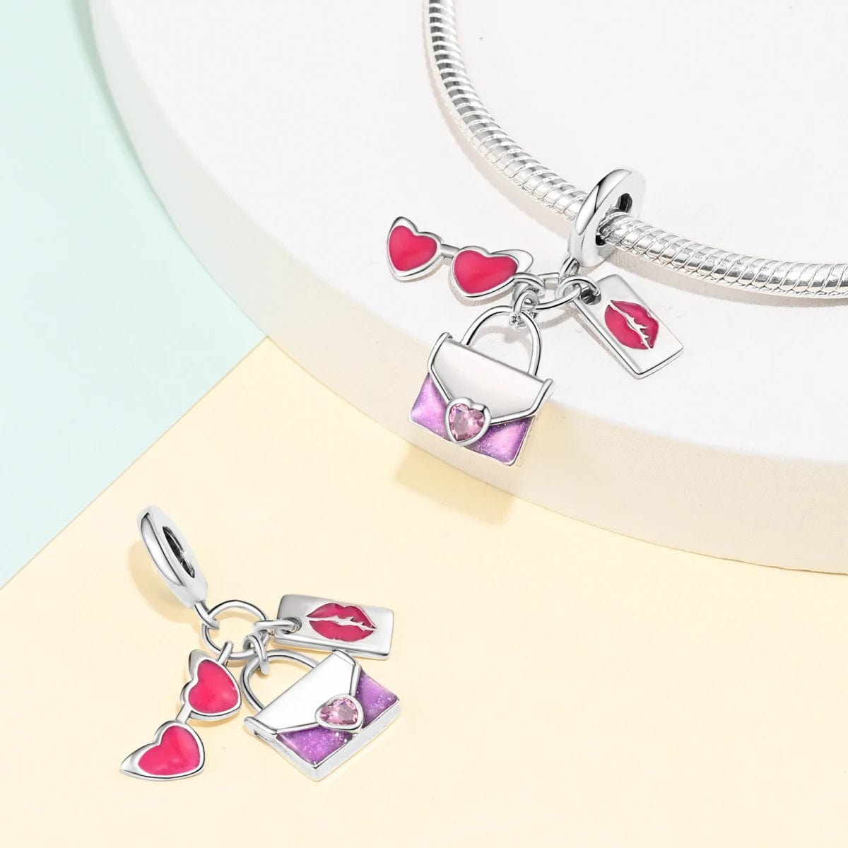 Pangama Jewelry Barbie Heart Glasses, Purse & Kiss Charm