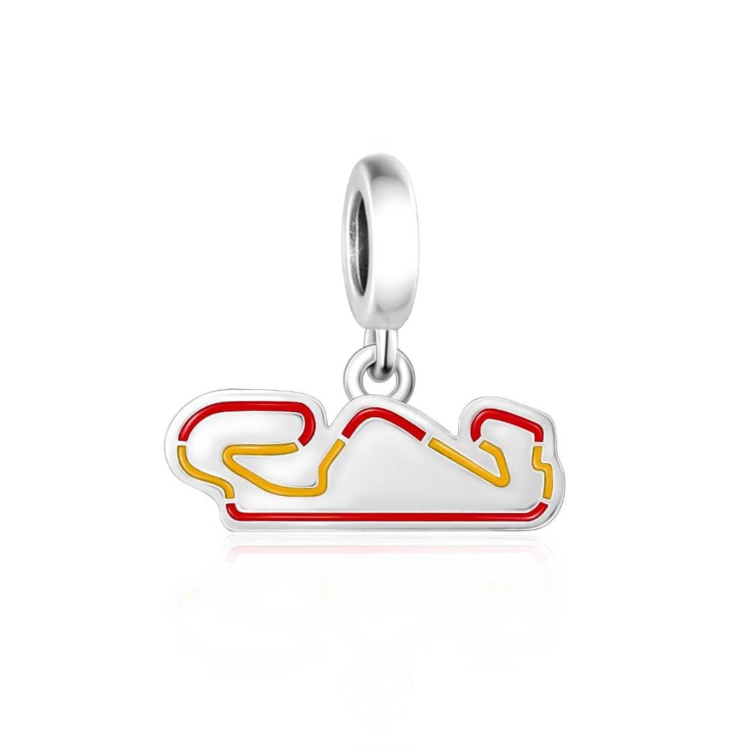 Pangama Jewelry Barcelona - Catalunya Race Track with Spanish Flag Colors Dangle Charm
