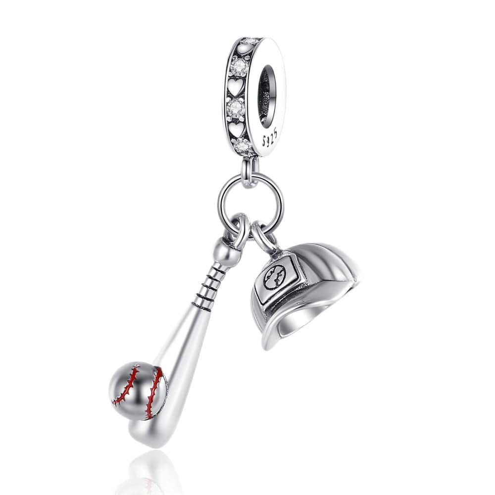 Pangama Jewelry Baseball Bat and Hat Dangle Charm