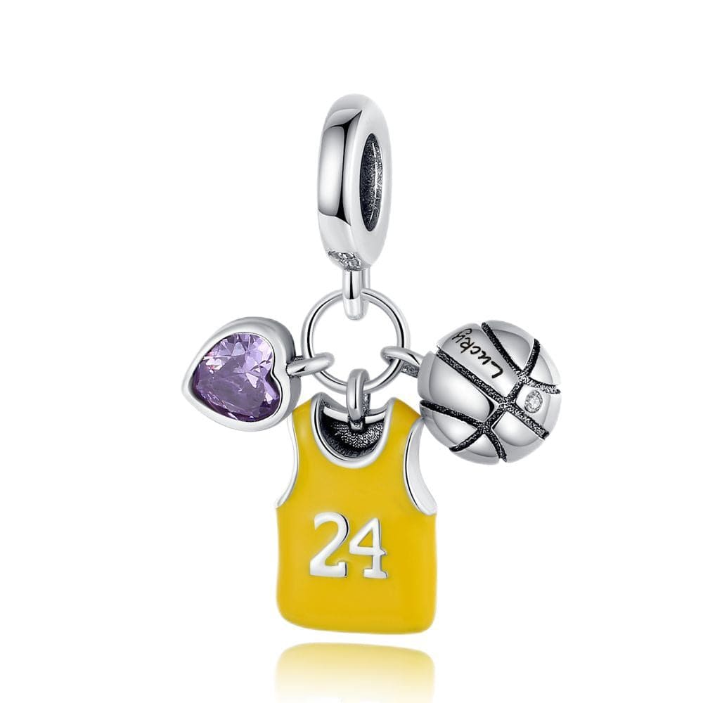 Pangama Jewelry Basketball Jersey Charm with Heart and Ball