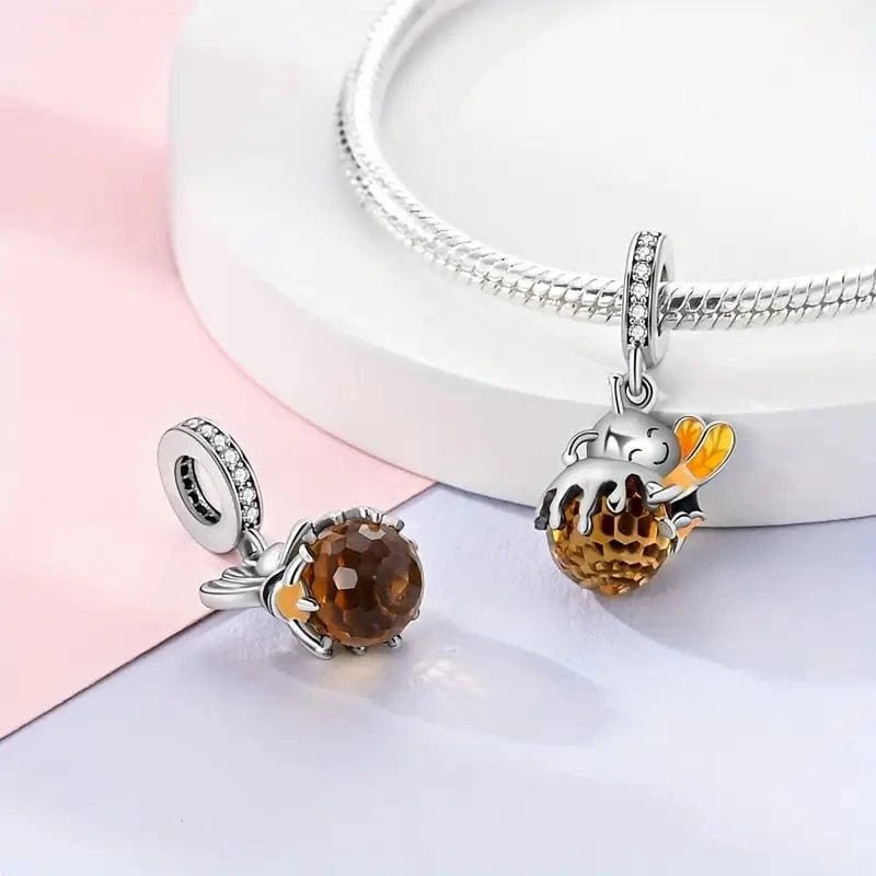 Pangama Jewelry Bee Hugging Honey Dangle Charm
