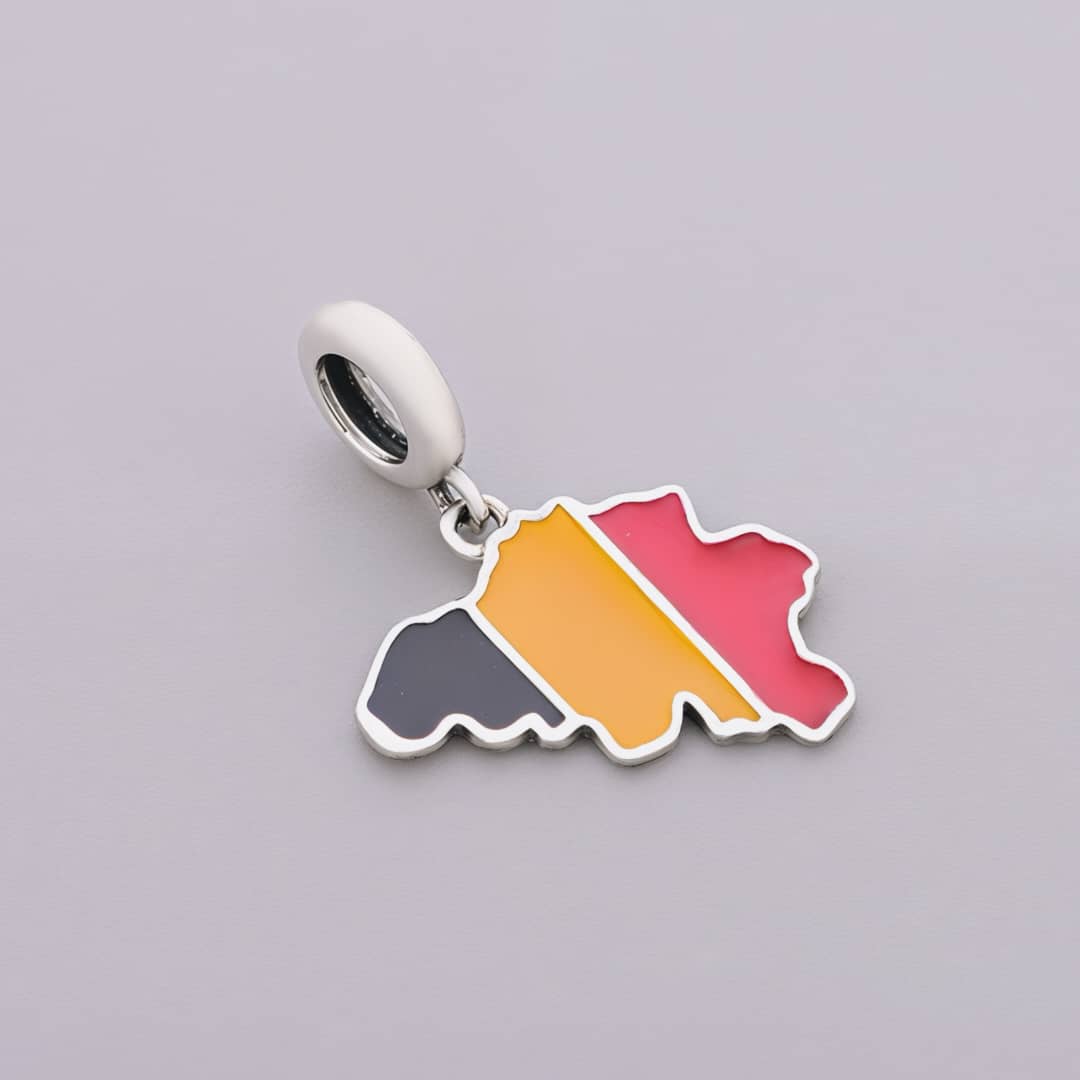 Pangama Jewelry Belgium Map Flag Dangle Charm