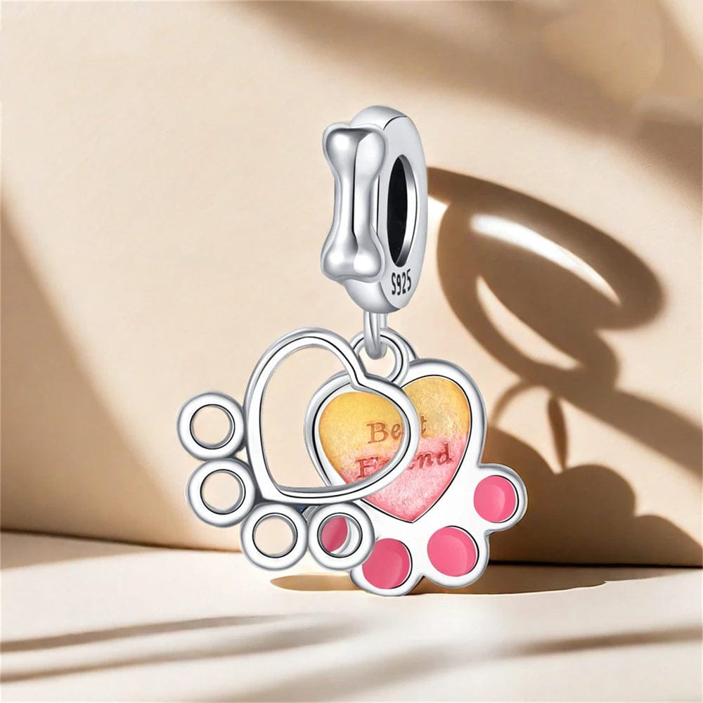 Pangama Jewelry Hearts & Paw Print Dangle Charm