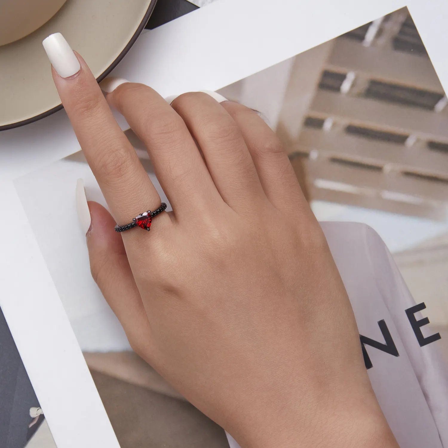 Pangama Jewelry Black Punk Heart Ring