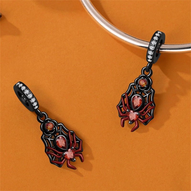 Pangama Jewelry Black & Red Spider Web Dangle Charm