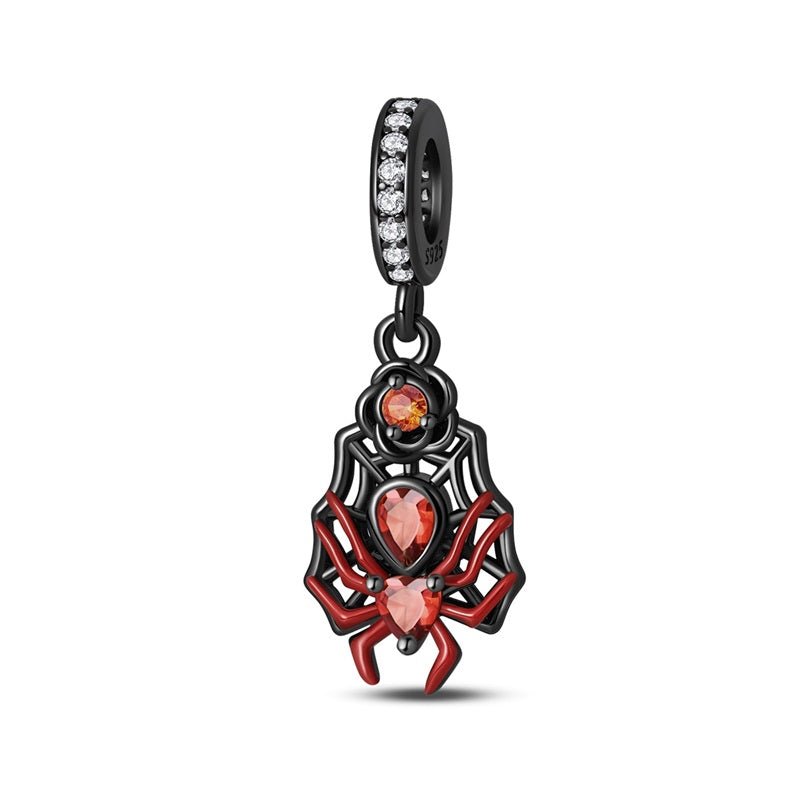 Pangama Jewelry Black & Red Spider Web Dangle Charm