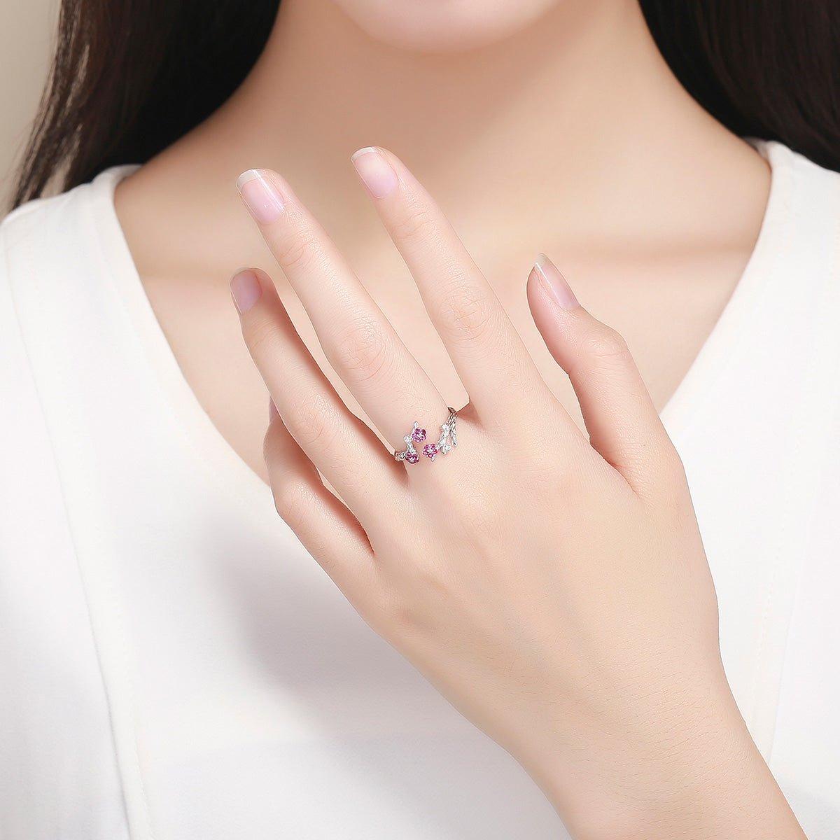 Pangama Jewelry Blooming Pink Blossom Garden Adjustable Ring