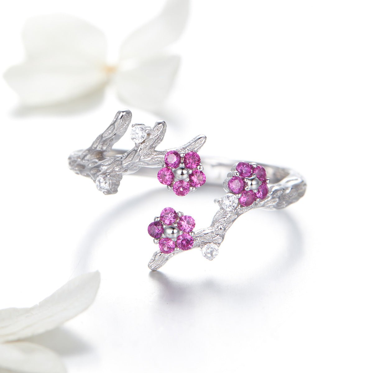 Pangama Jewelry Blooming Pink Blossom Garden Adjustable Ring