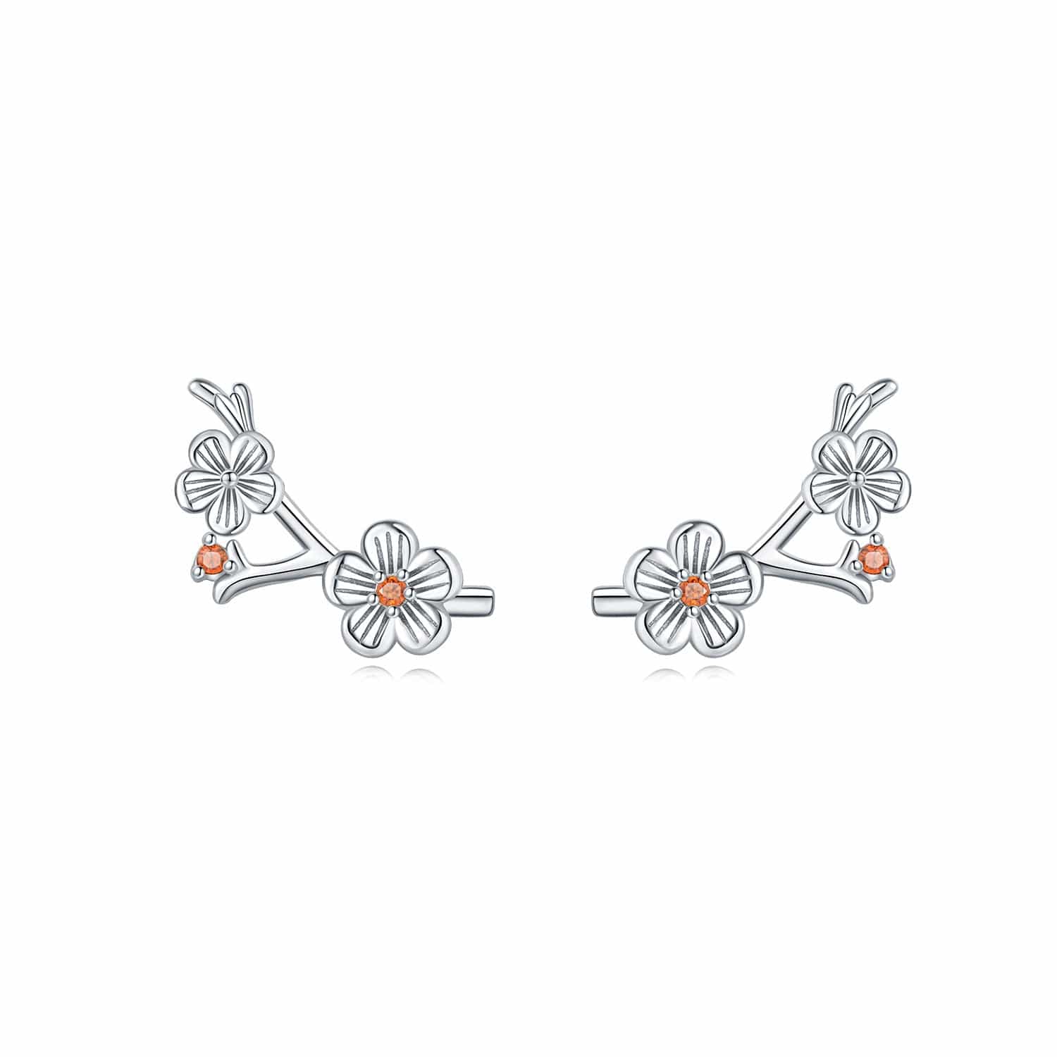 Pangama Jewelry Blossom Branch Silver Stud Earrings