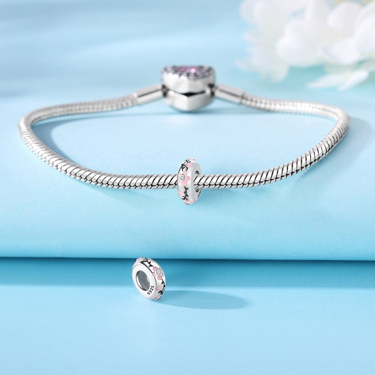 Pangama Jewelry Blossom Pink Enamel Flower Charm