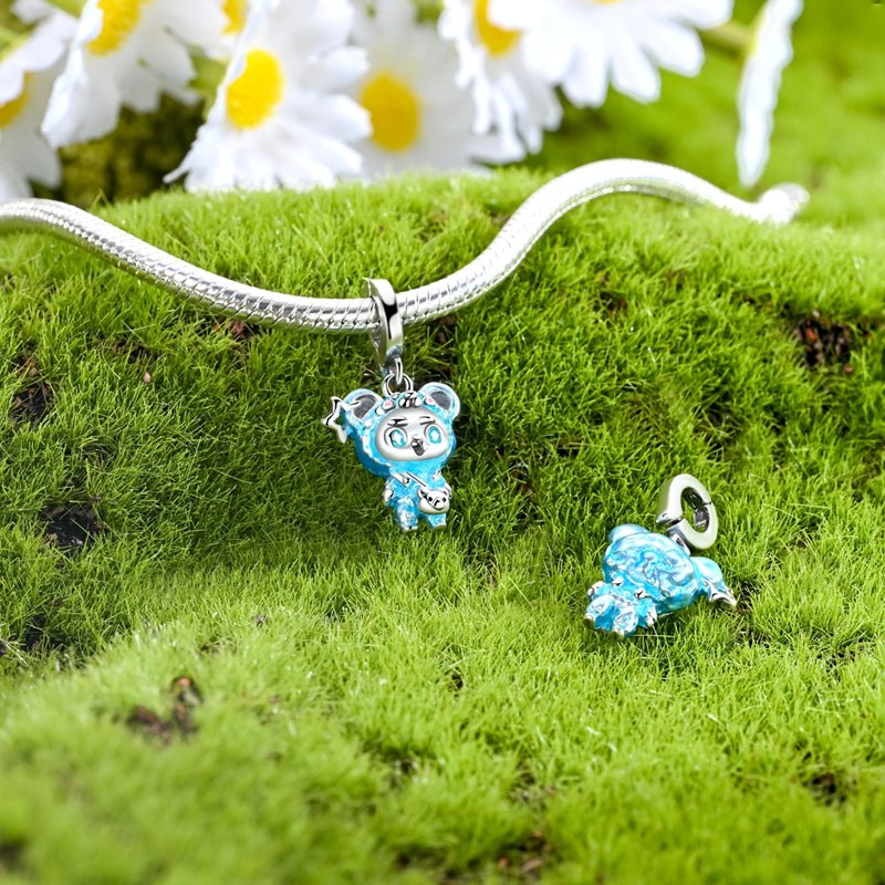 Pangama Jewelry Blue Bear Costume Girl Dangle Charm
