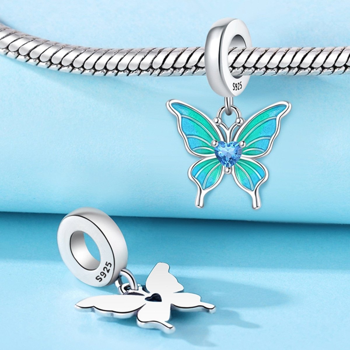 Pangama Jewelry Blue Butterfly Dangle Charm