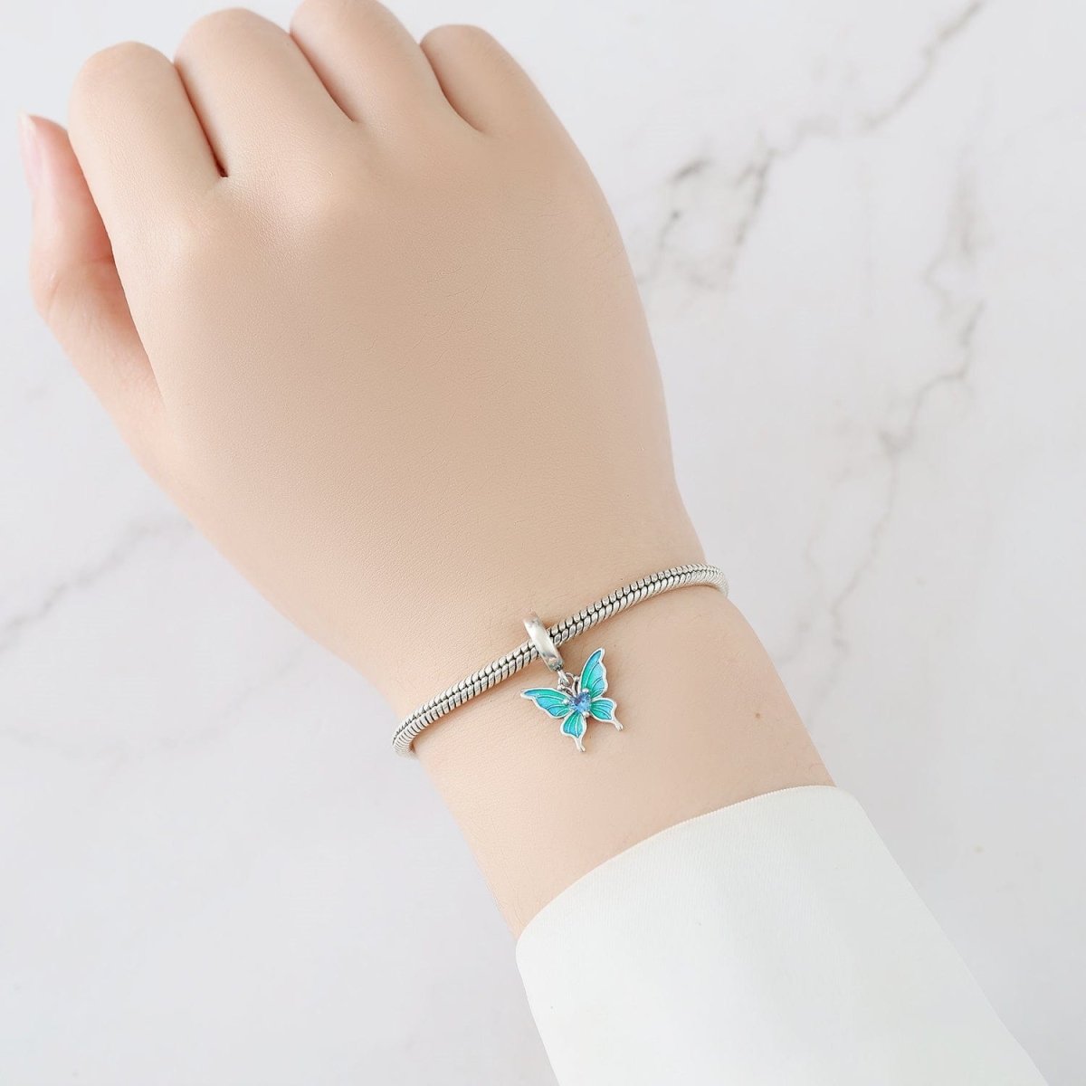 Pangama Jewelry Blue Butterfly Dangle Charm