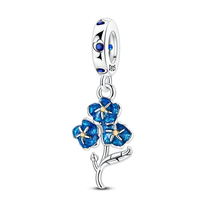 Pangama Jewelry Blue Forget - Me - Not Flower Dangle Charm
