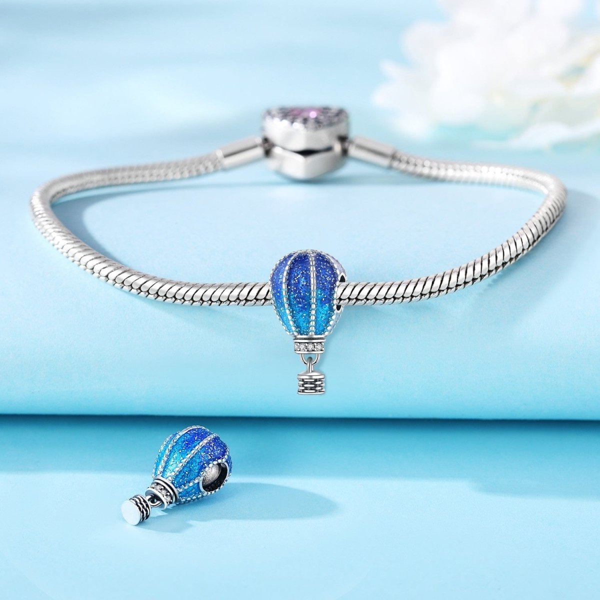Pangama Jewelry Blue Glitter Hot Air Balloon Charm