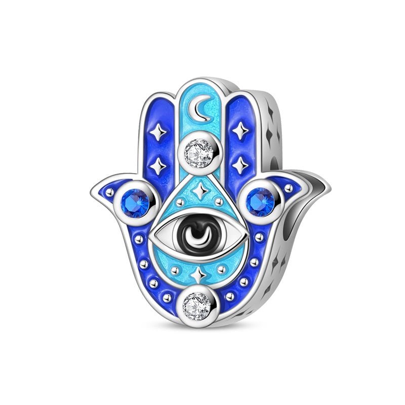 Pangama Jewelry Blue Hamsa Hand with Evil Eye Charm
