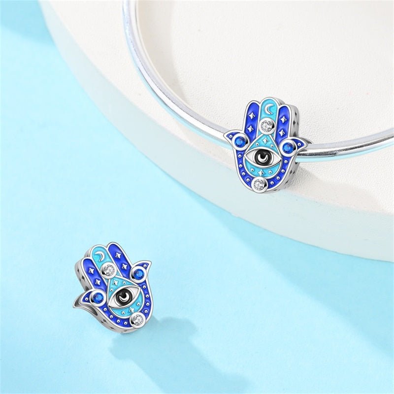 Pangama Jewelry Blue Hamsa Hand with Evil Eye Charm