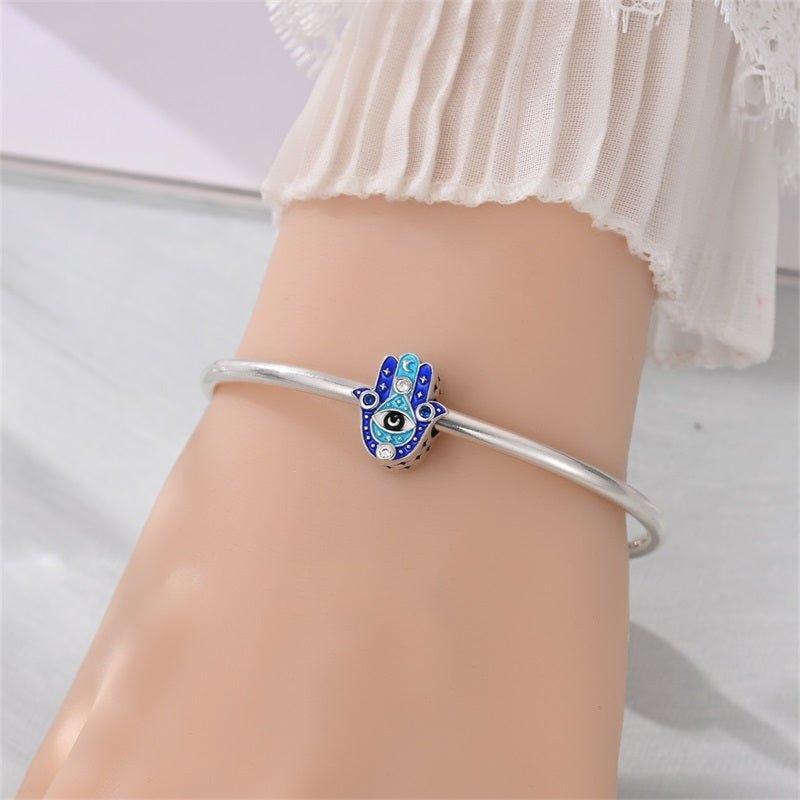 Pangama Jewelry Blue Hamsa Hand with Evil Eye Charm