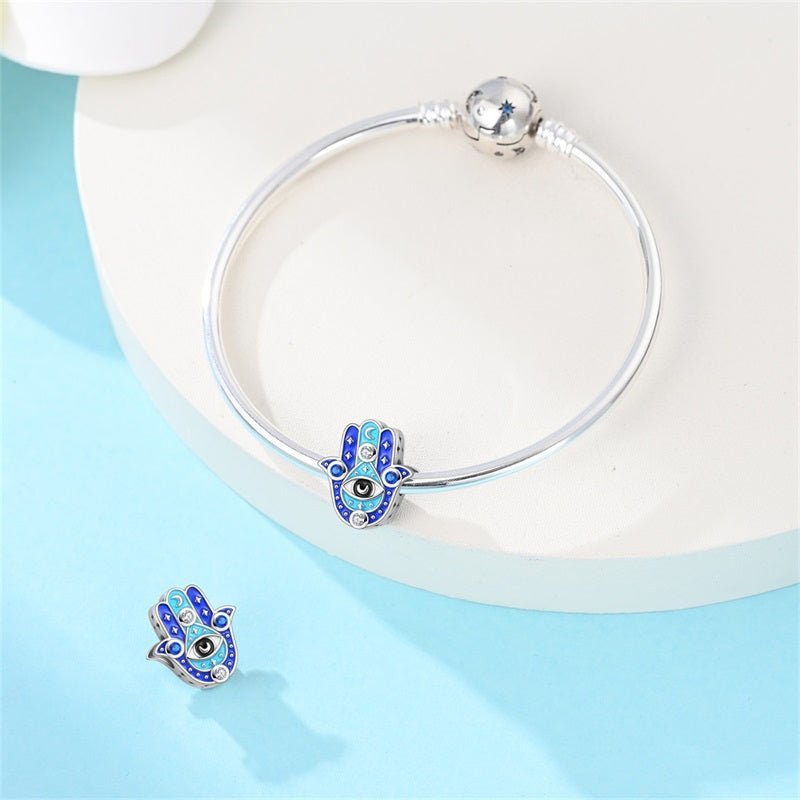 Pangama Jewelry Blue Hamsa Hand with Evil Eye Charm