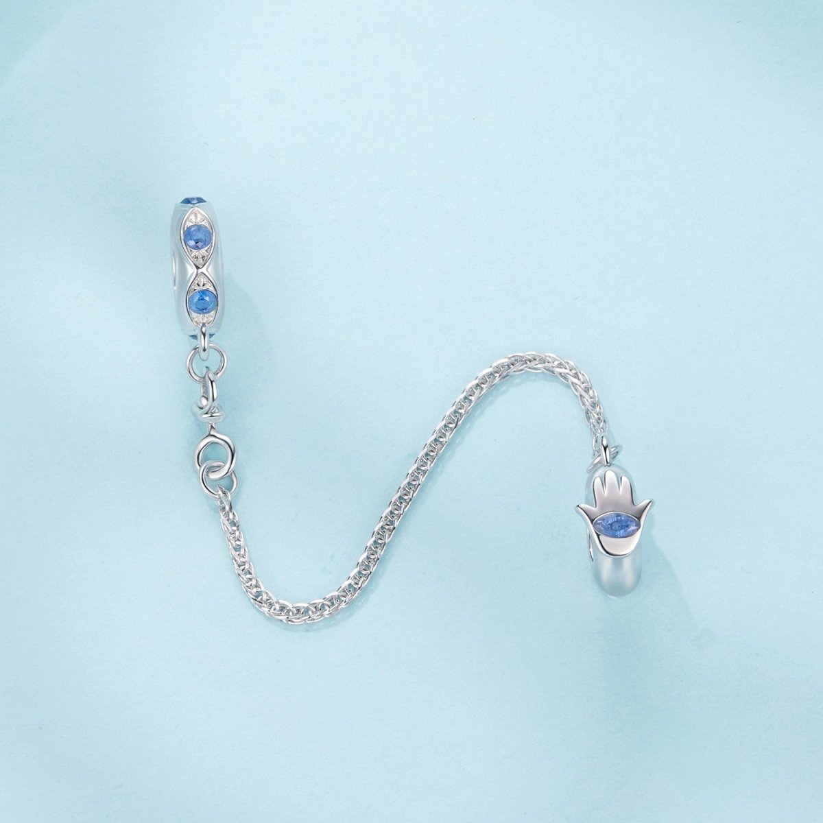 Pangama Jewelry Blue Harmony Hamsa Safety Chain Charm