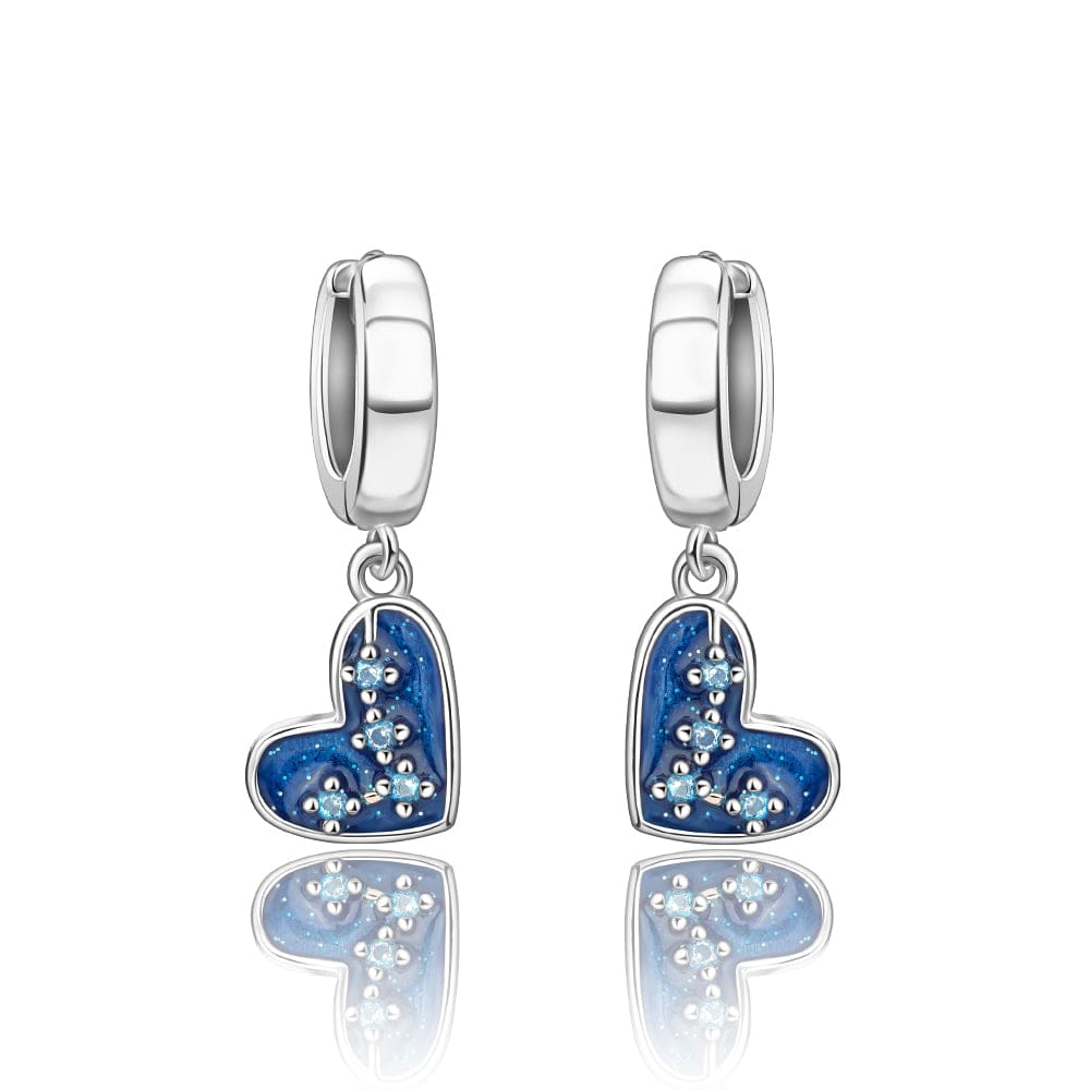 Pangama Jewelry Blue Heart Drop Earrings with Sparkling Crystal Accents
