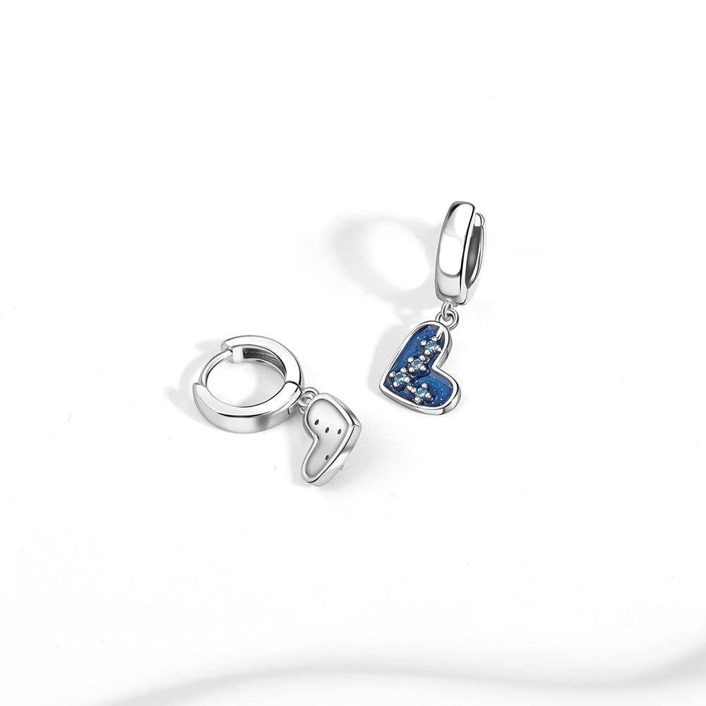 Pangama Jewelry Blue Heart Drop Earrings with Sparkling Crystal Accents