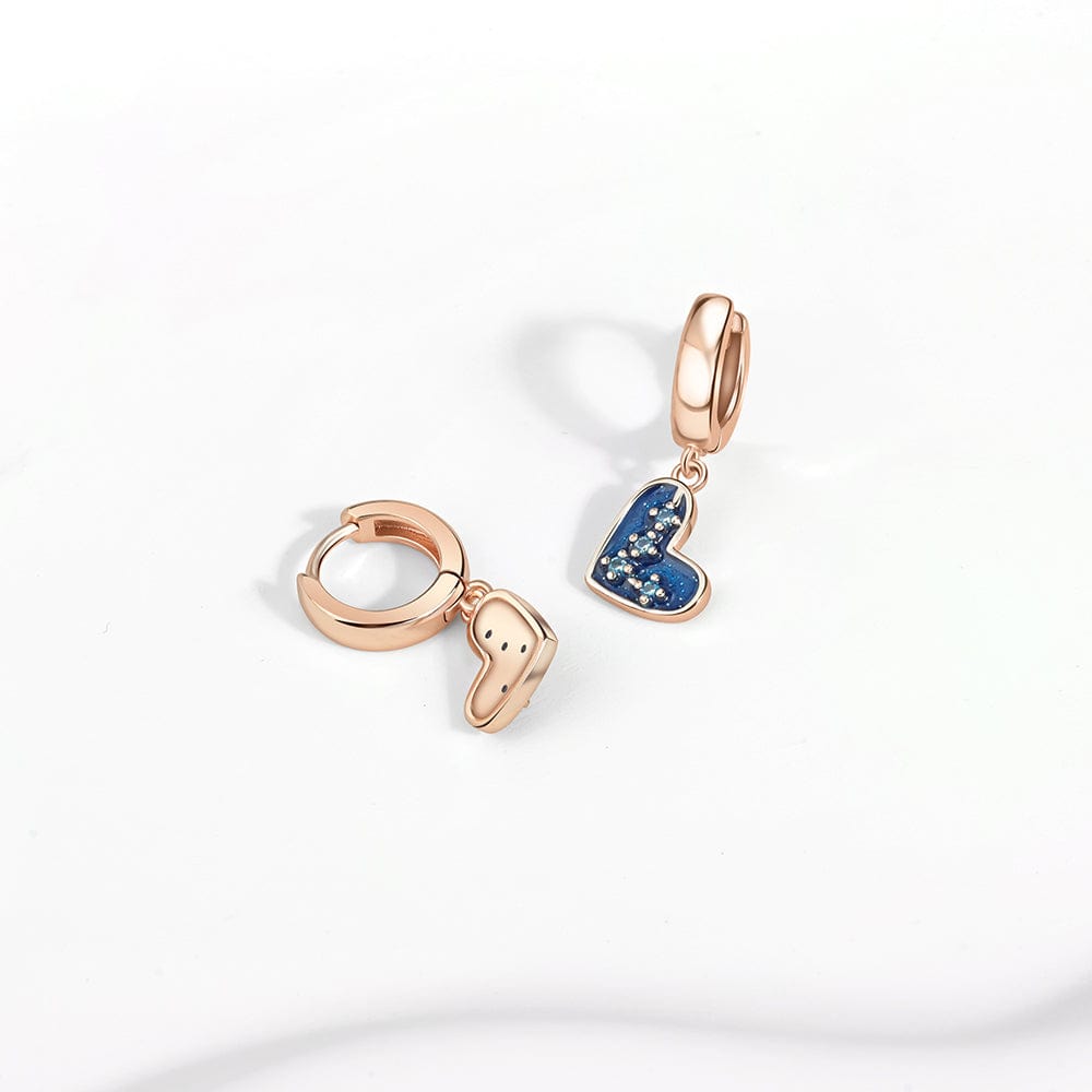 Pangama Jewelry Blue Heart Drop Earrings with Sparkling Crystal Accents